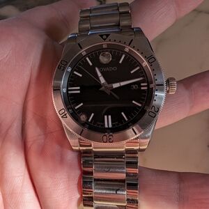 Movado Silver and Black Men's Watch